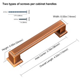 GRANTENOV 3-3/4 Inch Brushed Brown Cabinet Pulls Square Solid Brushed Brass Drawer Pulls Brushed Gold Kitchen Drawer Handles Knobs Dresser Drawer Knobs for Bathroom Bedroom Cupboard 10 Pack