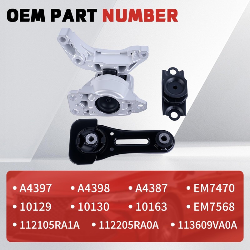 A4397 3pc Motor Mount Kit for Nissan Kicks 2017-2024 Versa
