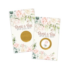 Paper Clever Party Blush Blooms Scratch Off Game Cards All Occasions RaffleTicket Drawings Reveal to Win Lottery Wedding Favors Pink and Gold - 30 Pack