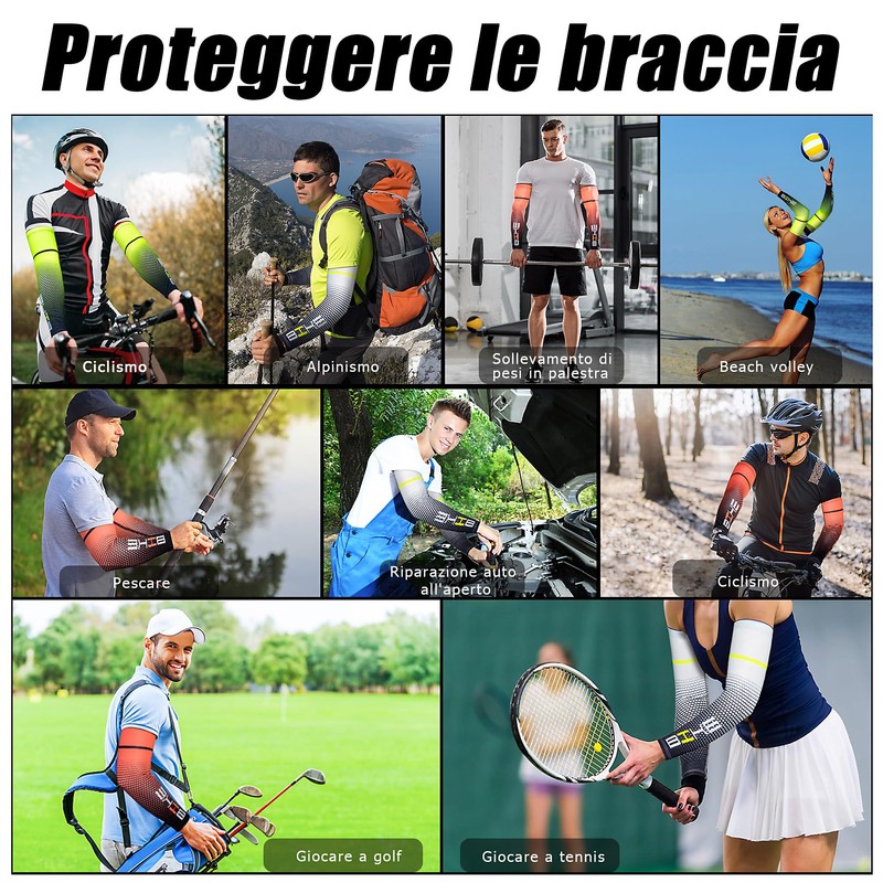iColofun Manicotti Compressione Braccia per Ciclismo, Uomo Compressione Sportiva Manicotti