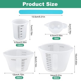 4 Pieces Silicon Measuring Cups Epoxy Resin Mixing Kit with Graduations