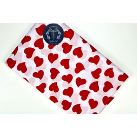 Pyrhan Art and Craft Hearts Polycotton Prints | 45 Inch Wide Dress Craft Fabric Material by The Metre | Floral Polycotton Print Used in Sewing Kit and Accessories-Quilting Fabric (White Red)