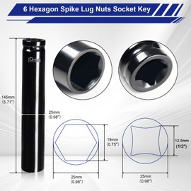 YUEARN Spike Lug Nuts Socket, Durable Socket with 19mm Hex, Universal Spiked Lug Nuts Socket Replacement Tool Compatible with M14x1.5,M14x2.0, 9/16-18,1/2-20,M12x1.5,M12x1.25 Spiked Lug Nut (1PCS) (1)