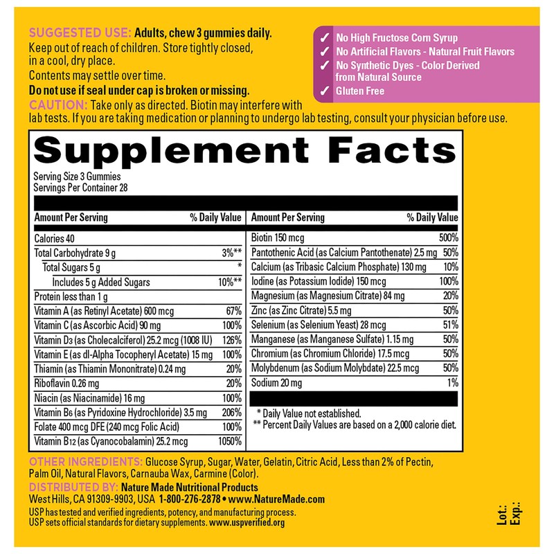 Nature Made Advanced Multivitamin Gummies 50 + for Her, Womens