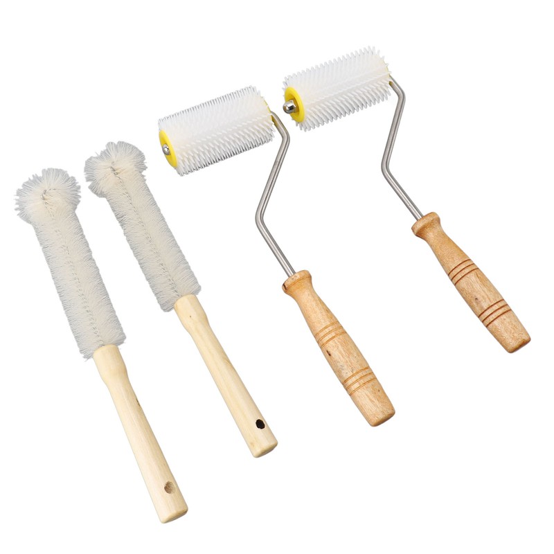 4PCS Honey Extractor Uncapping Needle Roller Wood Handle Honey Uncapper