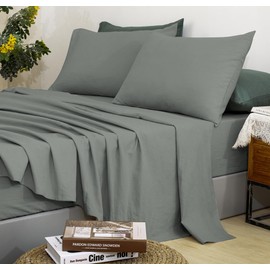 TUMEI 100% Linen King Pillow Cases(35.83"×20.08") - Set of 2 King Size Bed Pillow Cover Washed Solid Color Natural Flax Soft Breathable,Dark Gray King