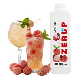 Zerup Zero Sugar Lychee Syrup, Sugar-Free Water Enhancer, Zero Calories and Sugar, Keto Friendly, Ideal for Sparkling Water, Tea, Coffee, Shakes, Smoothies, Desserts, Yoghurt, Indulgent Taste 33.8 Oz (1L), Pack of 4