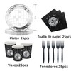 Disco vajilla de fiesta, platos, vasos, servilletas, 70s 80s 90s