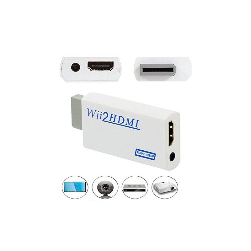 Wii hdmi変換アダプター Wii to HDMI Adapter コンバーター HDMI接続でWiiを1080pに変換出力 3.5mmオーディオ (WIIHDMI本体)