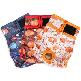 Female Dog Diapers - Premium Reusable Diapers for Doggie in Heat - Highly Absorbent Dog Diapers Female for Pet Incontinence with Adjustable Snaps Pumpkin, M