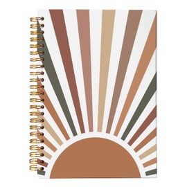 VNWEK Boho Sun Sunrise Sunset Colorful Sunshine Spiral Notebook Journal 5.5×8.3 Inch,Boho Mid-Century Modern Art Lined Hardcover Spiral Notebook for Work Notes Journaling,Boho Gifts for Women Girls