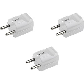Meister Protective Contact Plug - Pack of 3 - Plastic - White - 250 V - 16 A - Maximum Cable Cross Section 2.5 mm² - IP20 Indoor Use - Straight Insertion / Schuko Plug with Strain Relief / 7421600