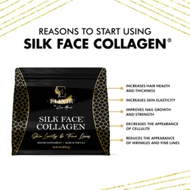 Coco March Silk Face Collagen - Silky Radiant Skin New Amino Molecules for Hair Nails-Joint Health-20g Protein NO Taste-Dissolves Instantly - Unmatched Results Elixir - 14 Day Supply