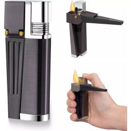 Unbranded Foldable Metal Lighter Pipe Combination Portable Smoking Lighter Black 2 in 1