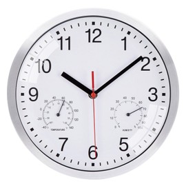 VIVILINEN Radio-Controlled Clock with Thermometer Hygrometer Silent Wall Clock Without Ticking Noises Wireless Wall Clock Silent Wall Clock Non-Ticking Hanging Clock for Living Room Bedroom Office