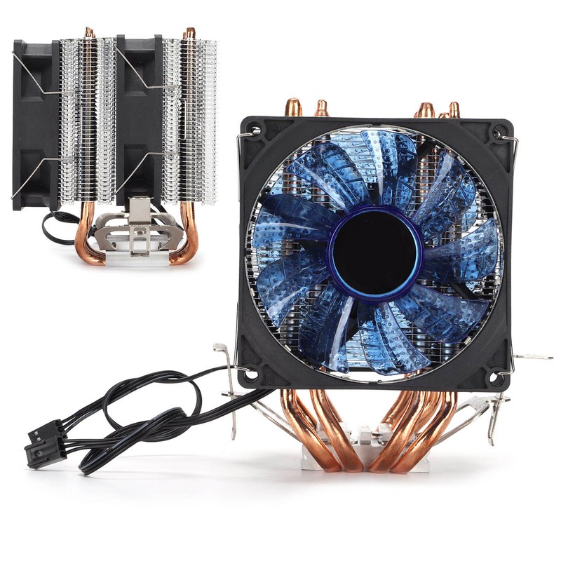 CPU Air Cooler Dual Tower 4 Heatpipes LED Light CPU