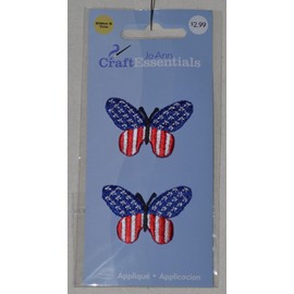Wright Applique- Iron On - Red, White, Blue American Flag Butterflies - 2 per pack