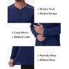 Cotrasen Mens Henley Long Sleeve Shirts Cotton Pocket Button T