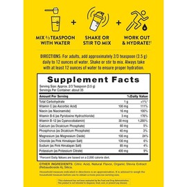 Electrolytes Powder – No Sugar, with B Vitamins, Refreshing Lemon Flavor, Vegan, Non-GMO & Gluten-Free Supplement for Hydration and Wellness