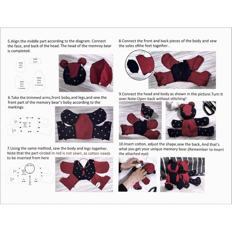 10 Pcs 15 Inch Reusable Memory Bear Acrylic Sewing and
