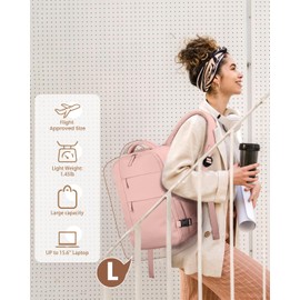 Pritent Travel Backpack for Women Man, Waterproof Personal Item Travel Bag Airline Approved Laptop Backpack Weekender bags Bookbag for Business,Travel, Work Fits 15.6 inch Laptop(Medium,Pink)