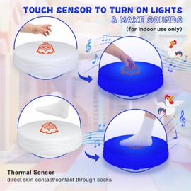 HvaJvny Light Up Music Floor Games, Touch Sensitive Floor Tiles Toddler Toy, Interactive Games for Kids, Musical Toys with Animal Sounds - Blue (Chicken)