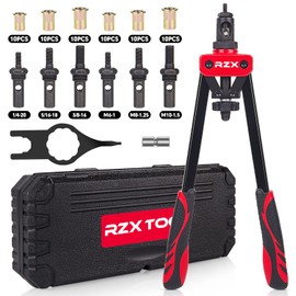 14" Rivet Nut Tool, Hand Rivet Nut Tool with 6 Metric & Inch Mandrels M6 M8 M10, 1/4-20, 5/16-18, 3/8-16, 60pcs Rivnuts and Blow Carry Case