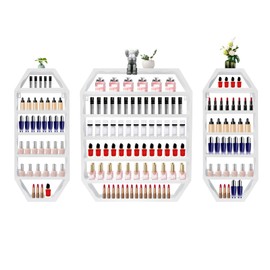 FFanhia Wall Mounted Nail Polish Storage Rack Set 6 Tiers Metal Nail Polish Holder Cosmetic Display Case Multi-Tiers Display Rack for Spa Nail Salon Shop