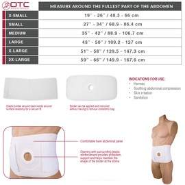 OTC Ostomy Abdominal Binder, Stoma Support, henia colostomy, 6" Belt, 2" Opening, X-Small