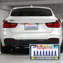 Swono Vietnam Veteran Chrome License Plate Frame Aluminum Metal License Plate Holder Frame for Women Men Auto Decoration for US Car/Truck 12.4"X6.4"