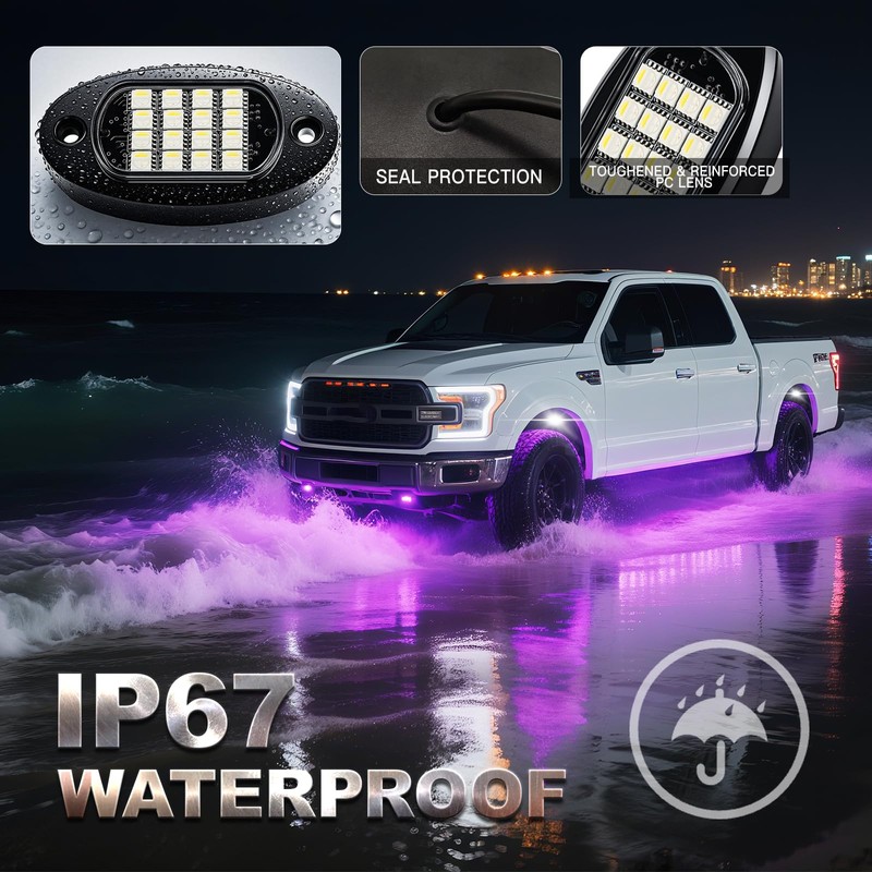 12 Pods RGBW LED Rock Lights for Trucks UTV Golf