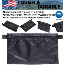 Unbranded 9x5" Lightweight 40D Black Ripstop waterproof Nylon Camping utility Gear bag