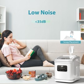 Electactic Ice Maker Machine countertop Self Cleaning Portable Compact Small Bullet Ice Maker with Digital Screen,9 Cubes in 6 Mins,26lbs in 24Hrs,for Camping Dorm Home Outdoor（White）