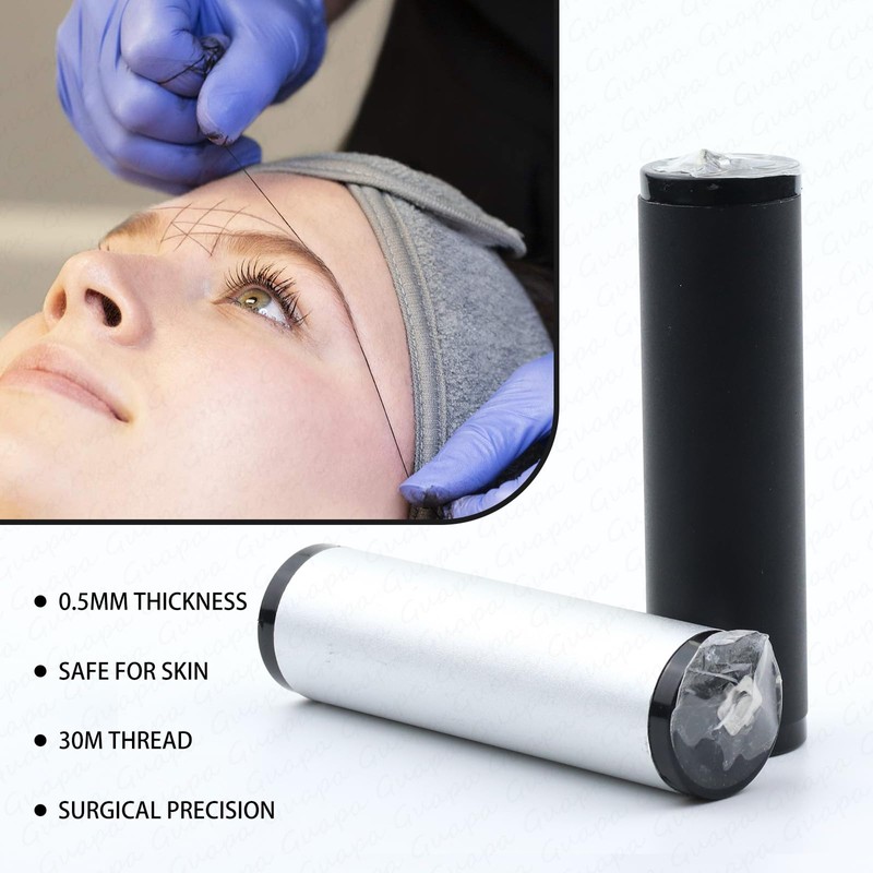 Tattoo Brow Mapping Threading Cord, 100 ft Bottles, Pre-Dyed Eyebrow