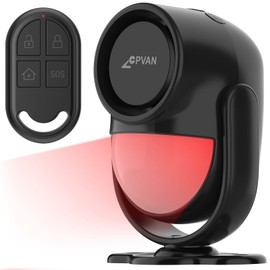 CPVAN PIR Motion Sensor Alarm Motion Sensor with Remote Control 125dB Anti-Theft Alarm System for Home, RV, Garage, Office, Apartment, Car, Shops. Model: CP2-Pro, Black
