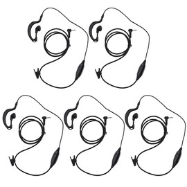 abcGoodefg 2 Two Way Radio Earpiece Compatible with Motorola Cobra Radios, 1 Pin 2.5mm G Shape Radio Earpiece Headset with PTT Mic, 5 Pack