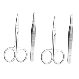Angoily 2sets Stainless Steel Eyebrow Scissor and Tweezer Set Beauty Tools for Precise Eyebrow Shaping and Eyelash Application Compact and Easy to Carry for Travel