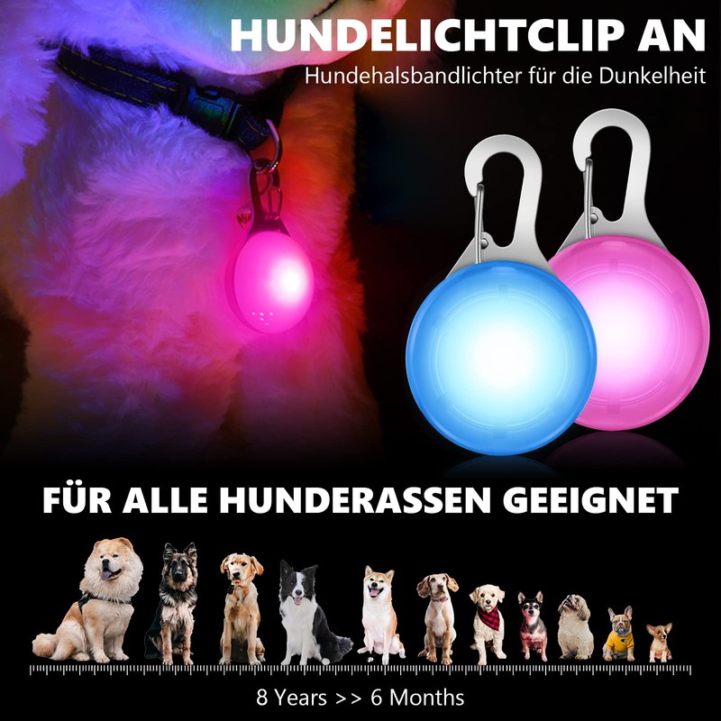 Pack of 6 Dog Collar Pendants, LED Light Pendants, Light