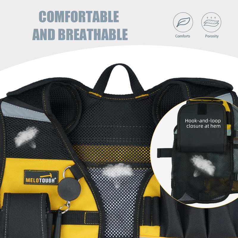 MELOTOUGH Tool Vest Reflective Safety Tool Vest with Removable Phone