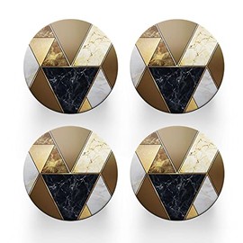 4 x Round Coaster - Art Deco Brown Marble Effect Abstract New Home House Warming Drinks Gift #77830