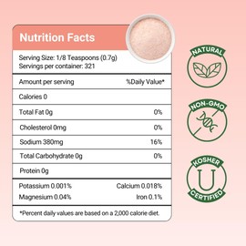 Herbion Naturals Molinillo de sal rosa del Himalaya de grano grueso, 100% puro con 84 minerales, recargable, orgánico, sal totalmente natural, triple lavado en agua de manantial, certificado Kosher