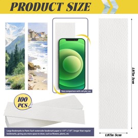 VOKOY 100 PCS Cotton Watercolor Paper Blank Bookmarks, 140lb Heavyweight Watercolor Paper Cards DIY Bookmarks Bulk for Art Projects Gifts Tags Crafts, 7.8x1.9 inch