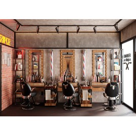 Loccor Fabric 6x4ft Barber Shop Backdrop Vintage Hair Salon Shaving Chair Hairstyle Photography Background Barber Theme Birthday Party Decorations Banner Photo Shoot Props