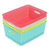 Rocketmyth Plastic Woven Storage Basket, Colorful Storage Basket Plastic, 4