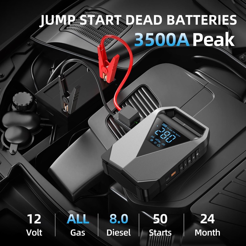 4500A Car Jump Starter with Air Compressor, 150PSI Car Battery