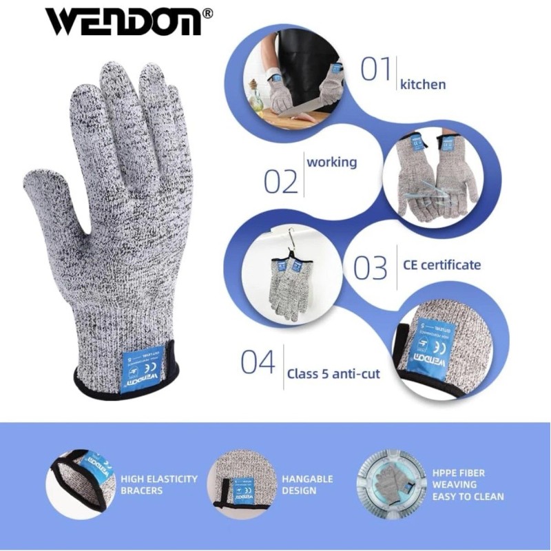 Wendon Oyster Knife Set-2 Knives & L5 Cut Resistant Gloves