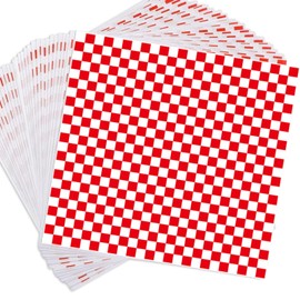 100 pcs Waxed Paper Sheets,11 inches Deli Paper Sheets,Resistant Food Basket for Plasic Food Basket, Wrapping Bread and Sandwiches Liners(Red and White)