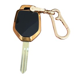 QIXIUBIA for Subaru Key Fob Cover Smart Key Shell with Gold Keychain Fit for Subaru Impreza Legacy Outback (Black)