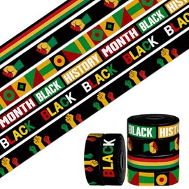anshome 6 Rolls 18 Yards Black History Month Ribbons, 3/8" African American Grosgrain Ribbons Kwanzaa Juneteenth Fabric Ribbon for Gift Wrapping Patriotic Party Decorations