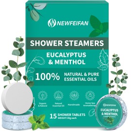 Shower Steamers Aromatherapy for Women Men 15 Pack Organic Eucalyptus & Menthol Essential Oil, Birthday Gifts for Her Spa Relaxing Gifts for Wife & Husband, Travel Essentials Aromatherapy Bubble Bath